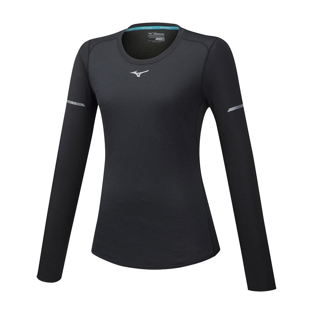 Damske Tričko Mizuno BT Mesh LS Bezecke Čierne Vypredaj YCBV76438